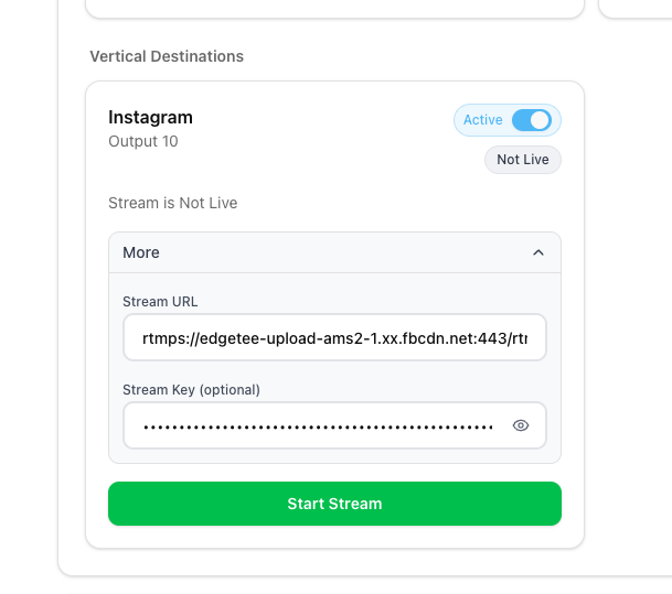 Streamable dashboard with server controls