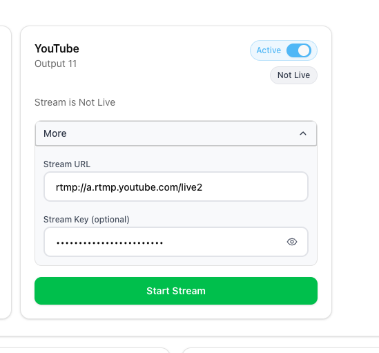 Streamable dashboard with server controls