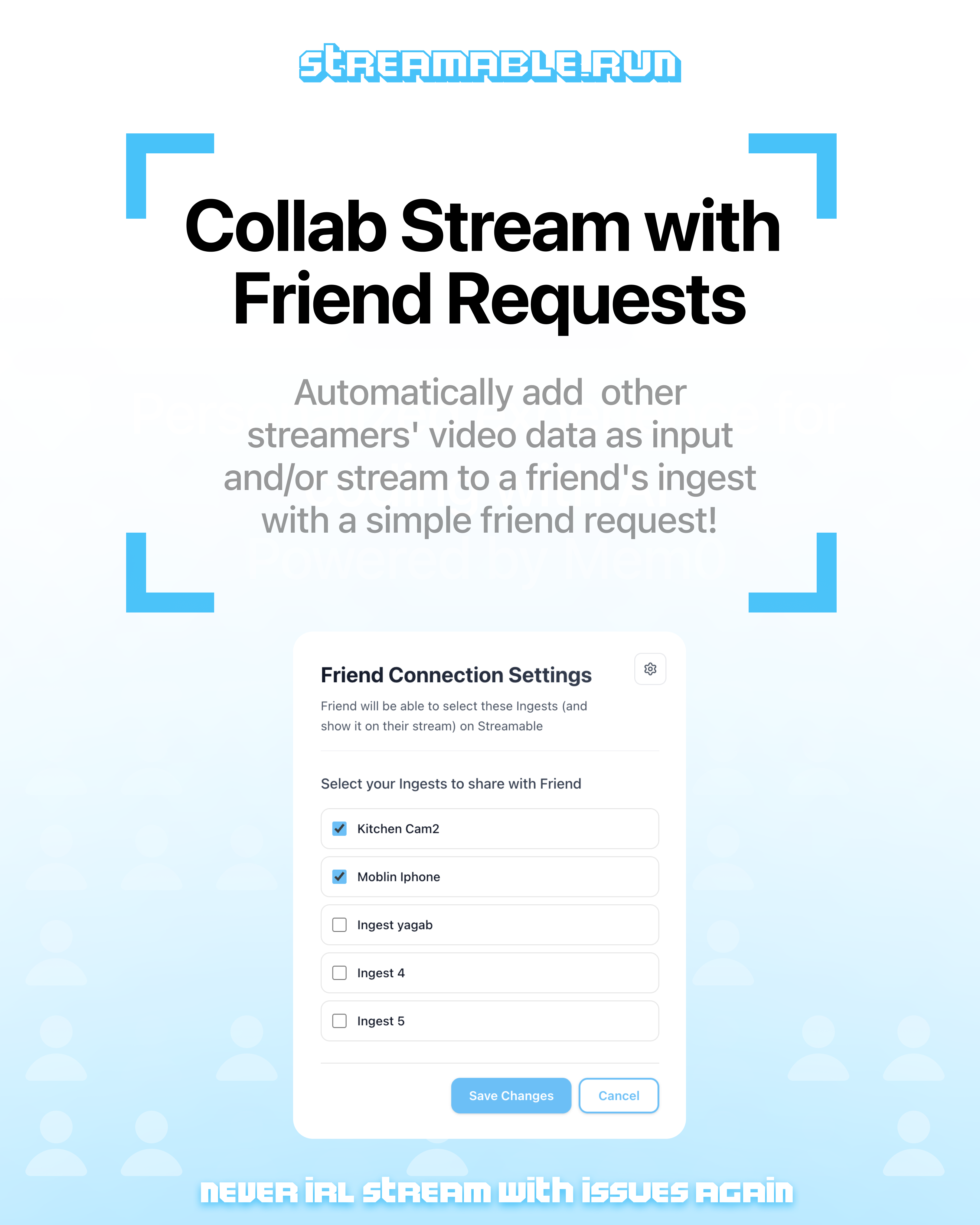 Instant Collab Stream with Friend Requests slide showing friend connection settings.