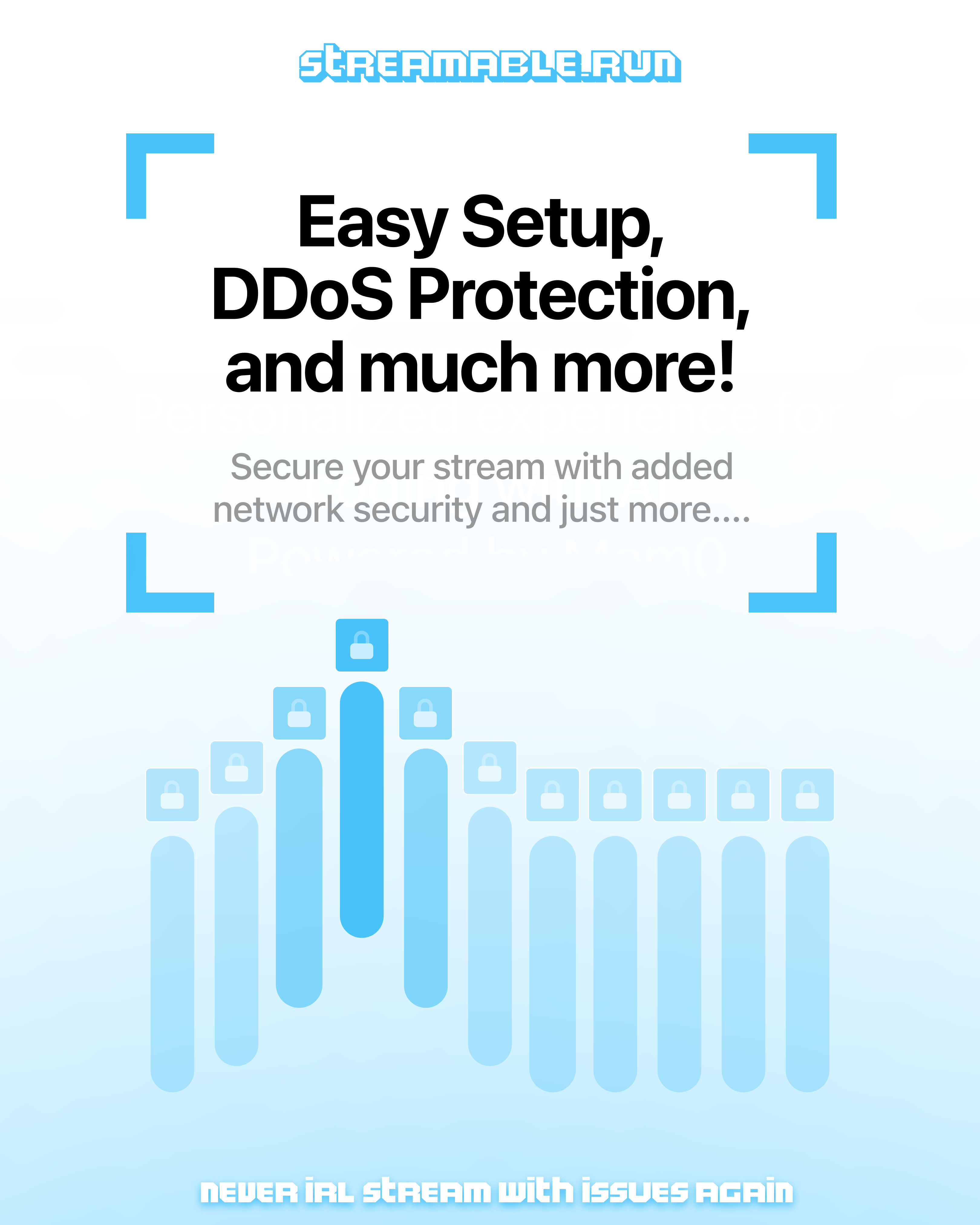 Easy Setup, DDoS Protection, and much more slide with security bars and locks.